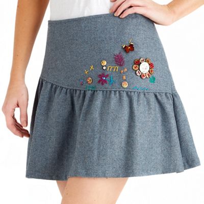 Blue brilliant button skirt